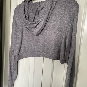 Gray Cropped Hoodie